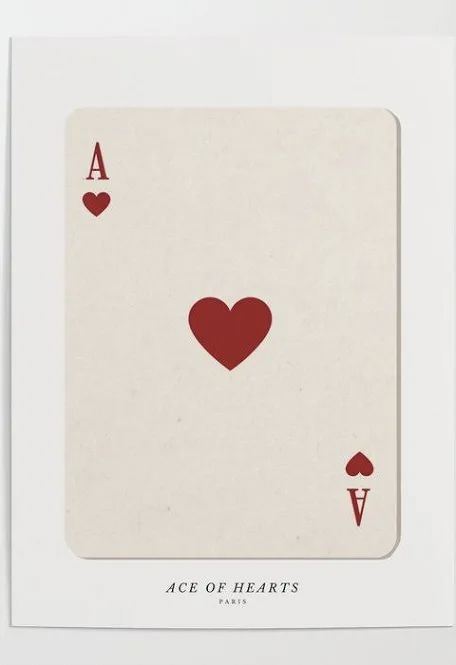 Ace Of Hearts Card Drawing, Ace Astethic, Ace Card Drawing, Ace Of Hearts Aesthetic, Ace Of Hearts Tattoo, Poker Aesthetic, Ace Of Hearts Card, Playing Card Art, Hearts Playing Cards