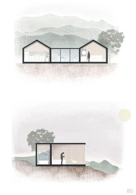 Floorplan Architecture Drawing, Section Illustration Architecture, Section Architecture Photoshop, Section Diagram Architecture, Architecture Section Render, Architecture Rendering Styles, Architecture Section Drawing, Architecture Sections, Section Drawing Architecture