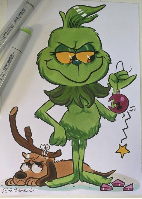 Easy To Paint Christmas Pictures, Grinch White Board Drawing, Christmas Pictures Drawings Easy, Cartoon Grinch Drawing, Mr Grinch Drawing, Something Fun To Draw, The Grinch Painting Ideas, Grinch Easy Drawing, Xmas Drawing Ideas For Kids