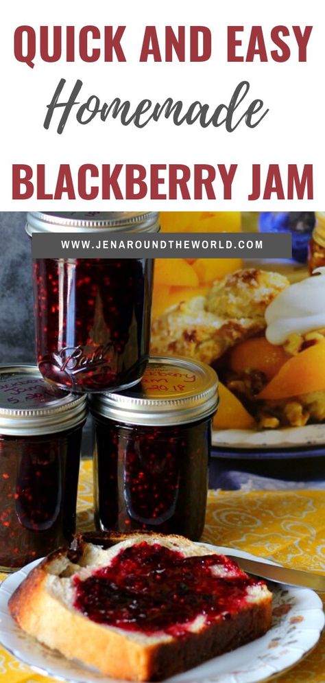 Recipe For Blackberry Jam, How To Make Blackberry Jam Easy, Canned Blackberry Jam, Blackberry Freezer Jam Easy, Blackberry Jam Canning Recipe, Blackberry Jam Recipe Easy, Frozen Blackberry Recipes, Fresh Blackberry Recipes, Easy Jam Recipes