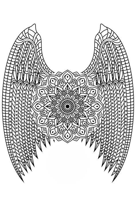 Mandala wings coloring page Mandala Wings, Abstract Coloring Pages, Mandala Coloring, Colouring Pages, Coloring Page, Coloring Pages, Craft Ideas, Canvas, Quick Saves