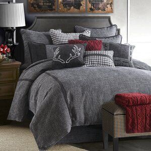 Loon Peak Annis Comforter Set | Wayfair Lodge Bedroom Decor, Bed On Floor, Bedroom Decor Ideas Diy, Bedroom Styling Ideas, Lodge Bedroom, Rustic Bedding Sets, Grey Cottage, Lodge Bedding, Chic Bedding Sets