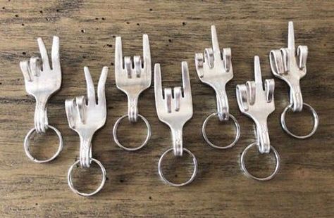 Fork Art, Cutlery Art, Silverware Crafts, Fork Jewelry, Silverware Art, Recycled Metal Art, Spoon Crafts, Spoon Art, Welding Art Projects