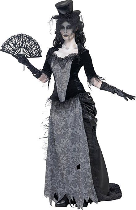 These 6 Scary Halloween Costumes Will Have Everyone Doing a Double Take Ghost Fancy Dress, Black Widow Outfit, Widow Costume, Saloon Girl Costumes, Corsets Fashion, Black Widow Costume, Horror Halloween Costumes, Australian Costume, Pirate Wench Costume