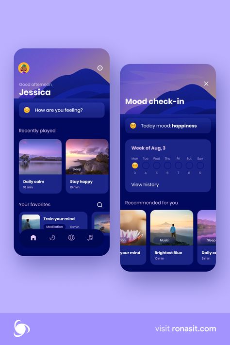 Designer Typography, Ui Ux Design Trends, Application Ui Design, App Redesign, Calm App, Ux App Design, Mobile Application Design, Mobile App Design Inspiration, App Interface Design