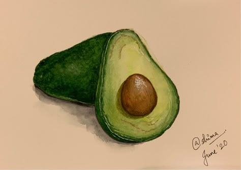 Avocado Drawing, Avocado Art, Object Drawing, Food Painting, Draw Ideas, Easy Doodles, Art And Drawing, Drawings For Kids, Easy Doodles Drawings