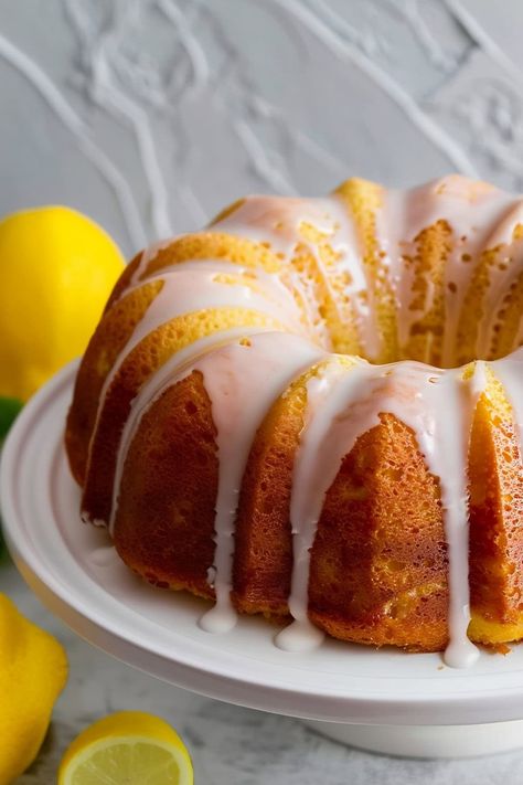 Lemon Bundt Cake Recipe, Buttermilk Pound Cake, Glaze Cake, Lemon Pound Cake Recipe, Lemon Blueberry Bread, Lemon Bundt Cake, Lemon Cake Recipe, Blueberry Bread, Lemon Pudding