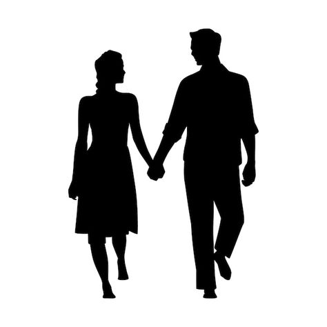 Flat design couple holding hands silhoue... | Free Vector #Freepik #freevector #couple-silhouette #couple-illustration #relationship #love-illustration Sillouttes Images Couple, Couple Silhouette Art Love, Couple Holding Hands Silhouette, Couple Poster Design, Holding Hands Silhouette, Relationship Illustration, Couples Silhouette, Holding Hands Drawing, Couple Vector