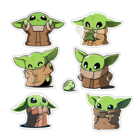 Grogu Illustrations, Baby Yoda Clipart, Baby Yoda Sticker, Ashoka Star Wars, Cute Yoda, Yoda Clipart, Baby Joda, Bebe Yoda, Cute Easy Animal Drawings