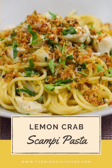 Crab Scampi, Crab Pasta Recipes, Scampi Pasta, Crab Pasta, Au Gratin Recipes, Seafood Pasta Recipes, Pasta Dinners, Crab Recipes, Pasta Dinner Recipes