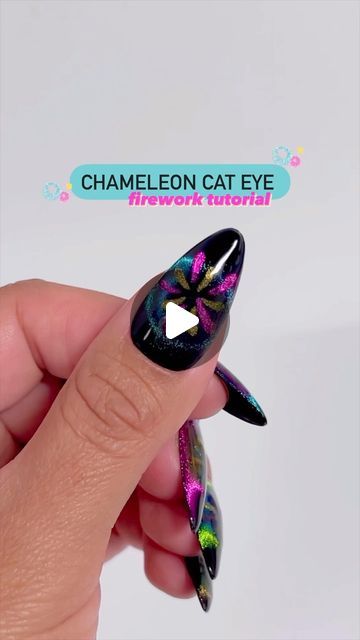 Jeanette Flores on Instagram: "Color changing cat eye fireworks tutorial!! 🎆💫💅🏽🎥 🥵 SAVE for NYE nail inspo! 🥂  Everything used & listed in the tutorial is from @daily_charme (code: JEN10) •Chameleon Cat Eye Collection  •Long rectangle magnet bar •Magnetic cylinder wand  FOLLOW for more tutorials 😘  #nailitdaily #easynailart #nailsofinstagram #velvetnails #cateyenails  #dailycharme #nailtrends #cartoonnails #tutorial  #nailtipsandtricks #howtonails #holonails #colorchangingnails #viralnails #cateyegelpolish #nailinspiration #gelextensions #pressonnails #holographicnails #nailvideos #nailreels #uñas #magneticnails #magneticpolish #nailarttutorial #diynails #nye #nyenails #fireworknails" Rectangle Nail Design, Nascar Nails, Firework Nail Art, Firework Nails, Nye Nails, Magnetic Polish, Holo Nails, Velvet Nails, Color Changing Nails