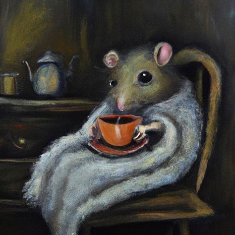 Mouse Aesthetic, Nostalgic Fall, Boho Animals, Aesthetic Bright, Animal Anime, Tea Illustration, Mouse Illustration, Basket Drawing, Modest Mouse