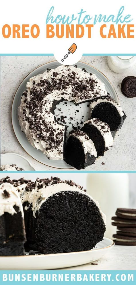 Oreo Cake Recipe Homemade, Aesthetic Oreo, Oreo Bundt Cake, Oreo Cheesecake Cake, Marshmallow Buttercream Frosting, Oreo Cakes, Haunted Christmas, Bunt Cake Recipe, Easy Bundt Cake Recipes