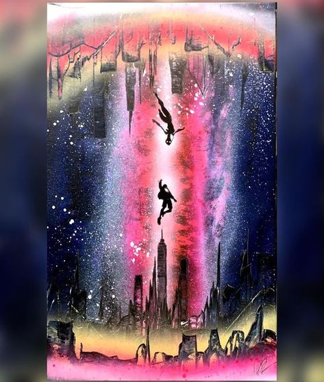 Nathan Salmon- Spray Paint Art on Instagram: "Well. I’ve now done my last event for 2021. It was really good to be painting live again. I’ll still be taking orders all through the winter and can’t wait to see you all again come spring :). 24x36 canvas- Spray Paint #art #spiderman #artwork #comiccon #spraypaint #artist #spraypaintart #comics #commissionsopen #spiderverse #spidermanintothespiderverse #spidergwen #spider" Spiderverse Painting Canvas, Cool Spray Paint Ideas, Spray Paint Projects Art, Spraypaint Art Ideas, Spray Paint Art Ideas, Spray Paint Ideas, Spray Paint Artwork, 2024 Tattoo, Dandelion Paperweight