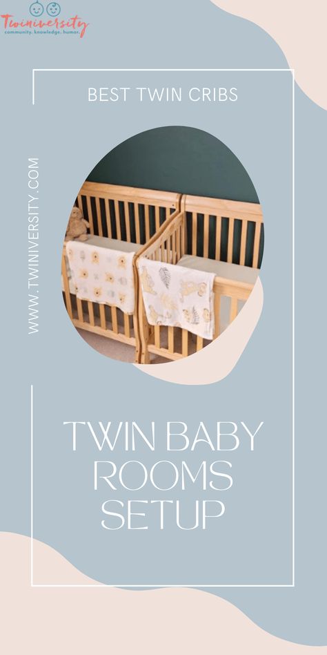 Our best tips to plan your twin cribs placements in your twins' nursery! Twin Nursery In Master Room, Twins Cribs Ideas, Cribs For Twins Small Spaces, Twin Nursery Ideas For Small Room, Twin Nursery Room Ideas, Small Nursery Twins, Nursery Room For Twins, Twin Cribs Small Spaces, Twin Nursery Layout Small Room