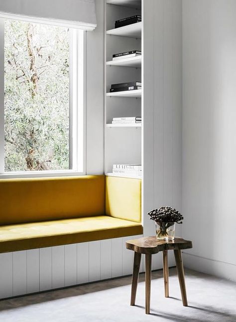 Window Seat With Bookshelves, Reading Nook Window, Built In Bench Seating, Window Bench Seat, Window Seat Design, Window Nook, Bedroom Nook, Est Living, Built In Seating