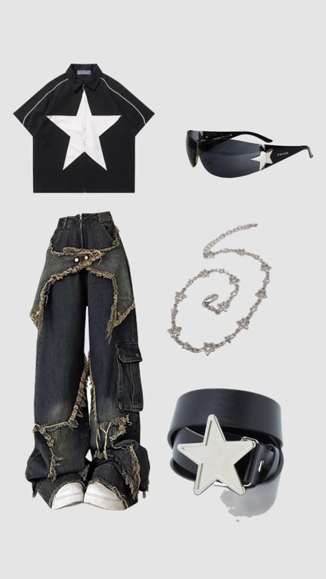 #star#outfit#y2k#starclothes#grungeoutfits Grunge Aesthetic Clothes, Aesthetic Outfits Y2k, Star Outfit, Quick Outfits, Swaggy Outfits, Really Cute Outfits, Kpop Outfits, Stage Outfits, Casual Style Outfits