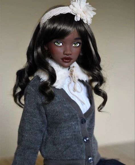 Black doll ||| aethstetic doll Black Ball Jointed Doll, Black Bjd Dolls, Black Dolls Vintage, Grey Coquette, Fancy Closet, Bjd Shop, Doll Aesthetic, Fantasy Art Dolls, Black Dolls