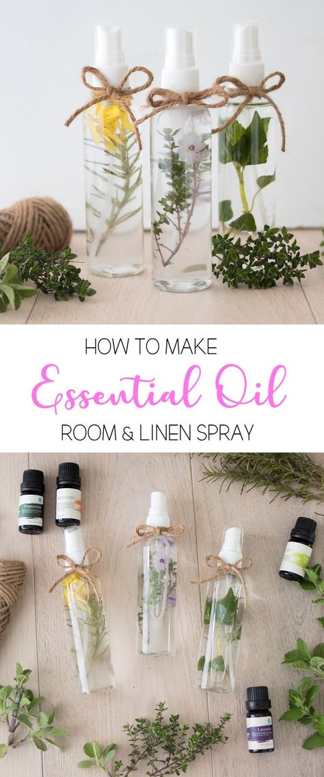 DIY Project & Tutorial: How to Make Essential Oil Room Spray and Linen Spray. Shows easy step by step directions! - Gina Michele #diy #diycrafts #crafting #crafts #homemade #roomspray #essentialoils #essentialoilsprays  #doityourself #doityourselfprojects Joululahjat Diy, Diy Room Spray, Room Linen Spray, Making Essential Oils, Essential Oil Spray, Diy Essentials, Essential Oils Gifts, Diy Sprays, Oil Gifts