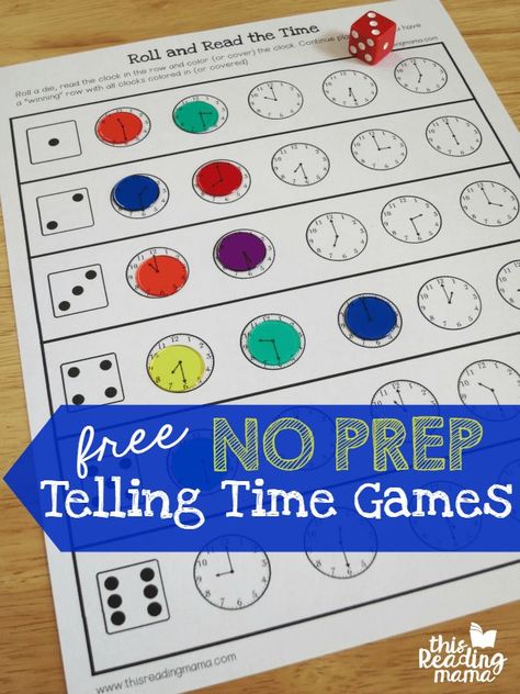 No Prep Telling Time Games {FREE} - with 3 levels of play - This Reading Mama Measurement Games, Telling Time Games, Prep Fashion, Math Measurement, Reading Games, Language Spanish, Education Activities, Time Games, Math Time