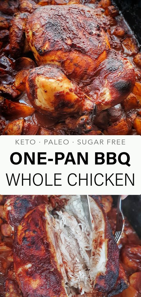 Bbq Whole Chicken, Slow Roasted Chicken, Whole Chicken Recipe, Make Bbq Sauce, Bbq Sauce Ingredients, Bbq Chicken Recipe, Roasted Chicken Recipe, Bbq Roast, Bbq Sauce Chicken