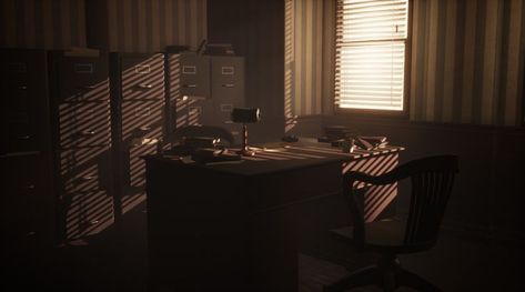 Office Cinematography, Cinematography Reference, Detective Office, Ninth House, Lawyer Office, Filmmaking Cinematography, New York Buildings, Teacher Office, True Detective