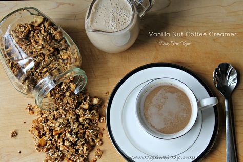 Vanilla Nut Coffee Creamer (Dairy Free, Vegan) via @veggieinspired Easy Coffee Creamer Recipe, Flavored Coffee Creamer Recipes, Paleo Coffee Creamer, Vegan Coffee Creamer, Homemade Coffee Creamer Recipe, Diy Coffee Creamer, Dairy Free Coffee Creamer, Dairy Free Creamer, Pumpkin Spice Creamer