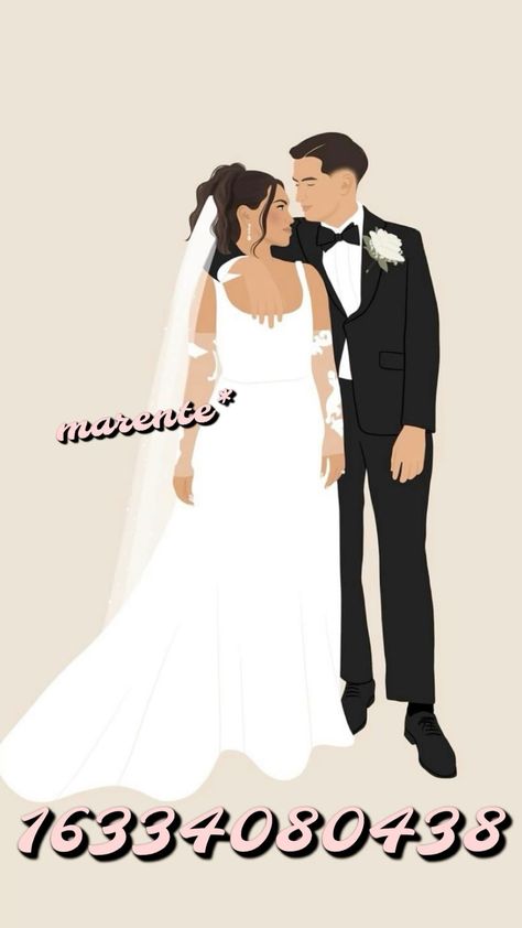 Wedding portrait illustration / Bloxburg decal #PersonalizedPortrait #CustomPortrait #PortraitArt #HandmadePortrait #UniqueGift #CustomArtwork #PortraitArtist #CustomizedPortrait #PersonalizedGift #PortraitInspiration Berry Avenue Codes Pictures Wedding, Berry Avenue Codes Pictures Couple, Bloxburg Photo Codes Family, Pictures Codes, Family Picture Drawing, Picture Decals, Wedding Decals, Illustrated Family Portrait, Picture Codes