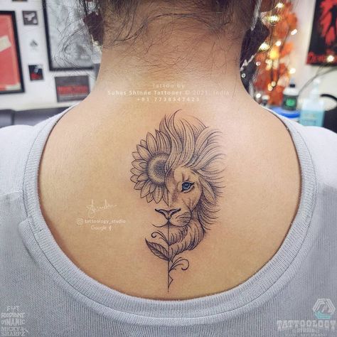 Leo Tattoo With Flowers, Leo Quotes Women Tattoo, Lion Scorpion Tattoo, Leo Shoulder Tattoos For Women, Lioness And Sunflower Tattoo, Leo Tattoo Lion, Women Leo Tattoo, Leo Lion Tattoos For Women Arm, Leo Tattoo Women