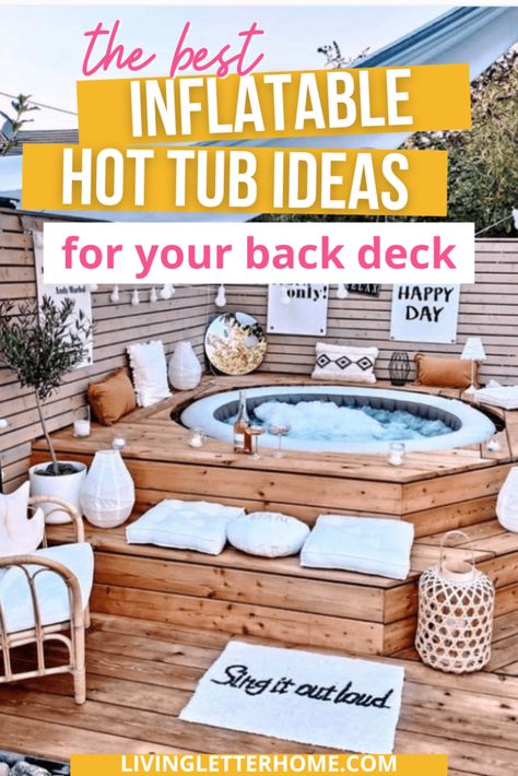 Inflatable Hot Tub Deck, Inflatable Hot Tub Ideas, Soft Tub Hot Tub, Hot Tub Decorating, Best Inflatable Hot Tub, Hot Tub Ideas, Soft Tub, Small Hot Tub, Hot Tub Privacy