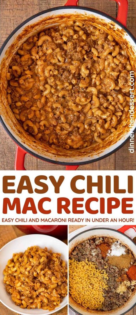 Easy Chili Mac Recipe, Homemade Chili Mac, Chili Mac Casserole, Chili Mac Recipe Easy, Easy Chili Mac, Chili Macaroni, Mac Chili, Easy Homemade Chili, Easy Chilli