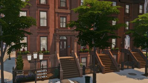 Brownstone House, New Orleans Apartment, Appartement New York, New York Brownstone, Nyc House, New York Townhouse, Nyc Townhouse, San Myshuno, Sims 4 Speed Build