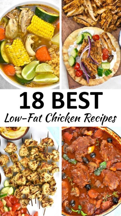 Tasty Low Fat Meals, Low Fat Meals For Cholesterol, Meal Plan For High Cholesterol, High Protein Low Fat Chicken Recipes, Low Fat Easy Meals, Low Fat Mexican Recipes, Low Fat Chicken Pasta Recipes, Low Saturated Fat Recipes Dinners, Low Fat Chicken Dinner Recipes