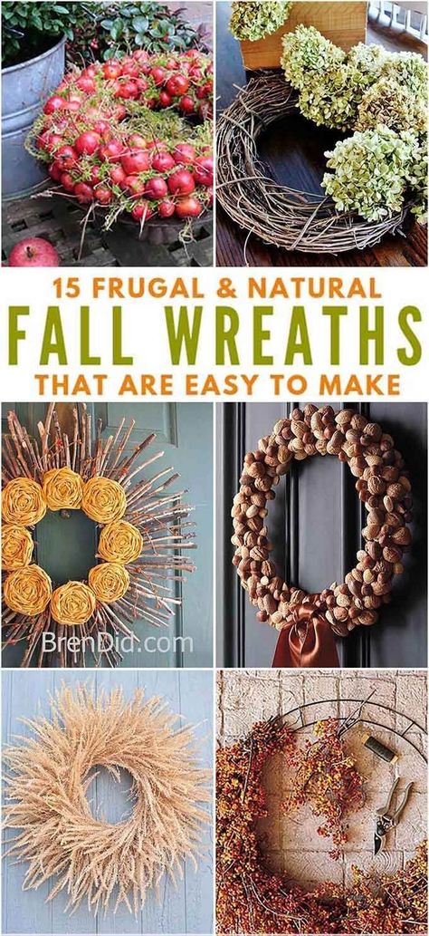 Homemade Autumn Wreath, Natural Wreath Ideas, Homemade Fall Wreaths, Natural Fall Wreaths, Diy Fall Wreath For Front Door, Autumn Wreath Ideas, Sustainable Crafts, Diy Fall Wreaths, Mountain Woman