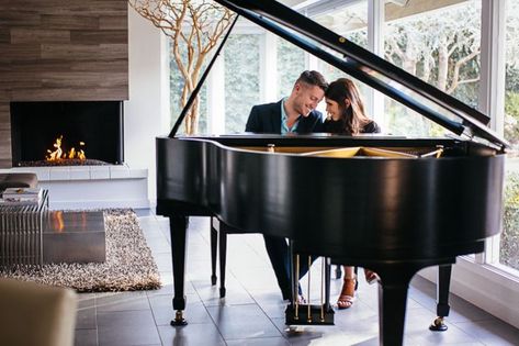 engagement photo of couple playing piano in San Diego home Piano Wedding, Piano Photography, Piano Pictures, Piano Photo, Music Themed Wedding, San Diego Wedding Photography, Photography Couple, Pre Wedding Poses, Music Pictures