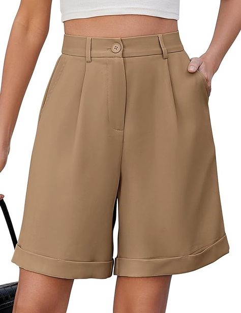 Amazon.com: BBX Lephsnt Women's Casual Bermuda Shorts Elastic Waist Wide Leg Tailored Shorts Pleated Knee Length Summer Shorts (Black Medium) : Clothing, Shoes & Jewelry Vietnam Tailor, Womens Bermuda Shorts, Shorts Knee Length, Trouser Shorts, Bermuda Shorts Women, Wide Leg Shorts, Knee Length Shorts, Tailored Shorts, Khaki Shorts