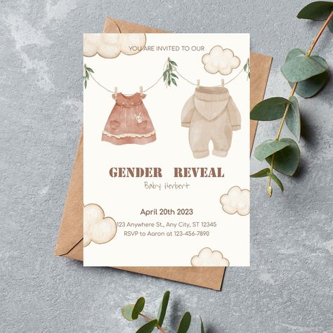 Editable gender reveal Invitation Cards DIY, Easy to adjust and edit, templett ready designs, boy or girl, baby gender reveal neutral modern Gender Reveal Neutral, Cards Diy Easy, Gender Reveal Cards, Boy Or Girl Baby, Editable Resume, Invitation Diy, Edit Template, Invitations Diy, Gender Reveal Invitations