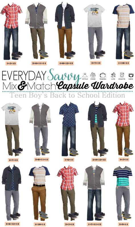 We know that buying boys teenage back to school outfits can be tough. This list makes back to school shopping easy. We put together 15 mix and match outfits for school including shoes! Everything is from Target and you can buy all 14 items including shoes for a great price. Teenage Guys Fashion, Toddler Boy Dress Clothes, Back School Outfits, Boys Teenage, Outfits For Teenage Guys, School Outfits Highschool, Boys Outfits, Teen Boy Outfits