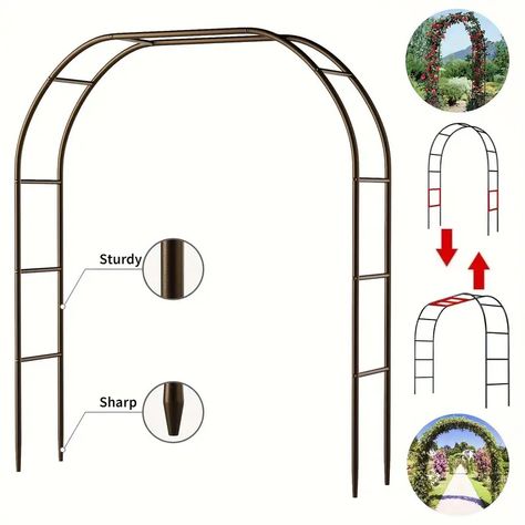 Metal Garden Arch Large Size Heavy Duty Steel Frame Garden - Temu Gothic Style Wedding, Metal Garden Arch, Wedding Party Flowers, Support Structure, Plant Supports, Climbing Plants, Flower Stands, Gothic Style, Rock Climbing