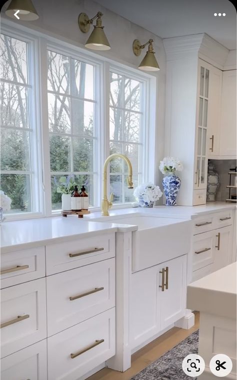 Modern Kitchen Window, Above Kitchen Sink, Kitchen Bay Window, Kitchen Sink Window, Kitchen Renovation Inspiration, Dream Kitchens Design, Design Blogs, White Kitchen Design, Kitchen Inspiration Design