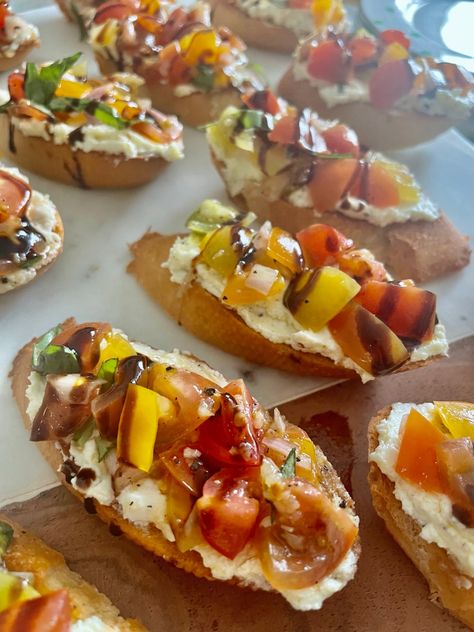 Bruschetta Recipe Cream Cheese, Tomato Crostini With Whipped Feta Ina Garten, Ina Garten Whipped Feta Crostini, Make Ahead Bruschetta, Ina Garten Bruschetta Recipe, Whipped Feta Crostini Appetizers, Whipped Feta Bruschetta, Hors D’oeuvres Recipes, Whipped Feta Bruschetta Dip