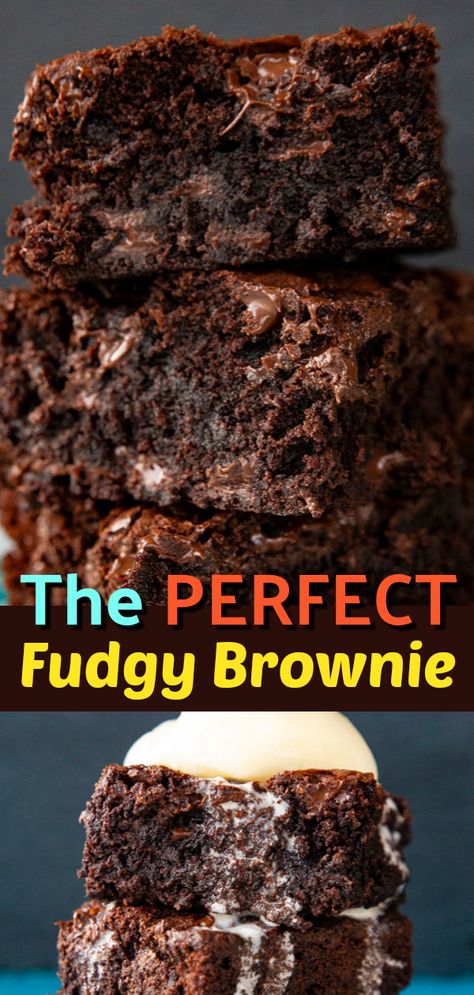 Best Fudgy Brownie Recipe, Perfect Brownie Recipe, Chewy Brownies Recipe, Moist Bread, Fudgy Brownie Recipe, Resep Brownies, Perfect Brownies, Fudgy Brownie, Chocolate Fudge Brownies