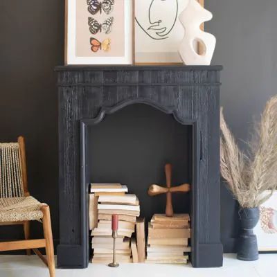 THE CURIOUS APOTHECARY | Shop Sales Events Antique Farmhouse Wooden Mantle, Faux Candles, Wood Mantle, Wood Mantels, Faux Fireplace, Antique Farmhouse, Wall Decor Set, Fireplace Mantle, Wood Wall Decor