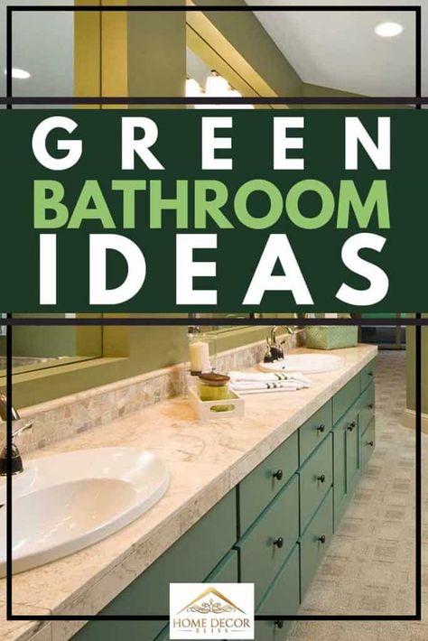 27 Green Bathroom Ideas You'll Love - Home Decor Bliss Green Bathroom White Vanity, Olive Green And Gold Bathroom, Green Bathroom No Window, Rustic Green Bathroom, Forest Green Bathroom Ideas, Moss Green Bathroom, Small Green Bathroom Ideas, Green And Beige Bathroom, Green And Tan Bathroom