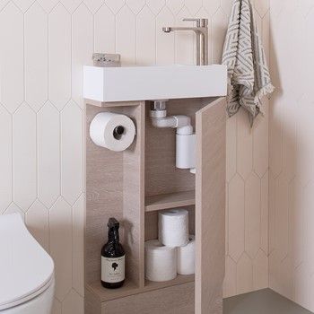 Coastal Oak, Oak Vanity, Toilet Room Decor, Small Toilet Room, Architectural Designer, Designer Bathroom, Toilet Room, Small Toilet, Toilet Design