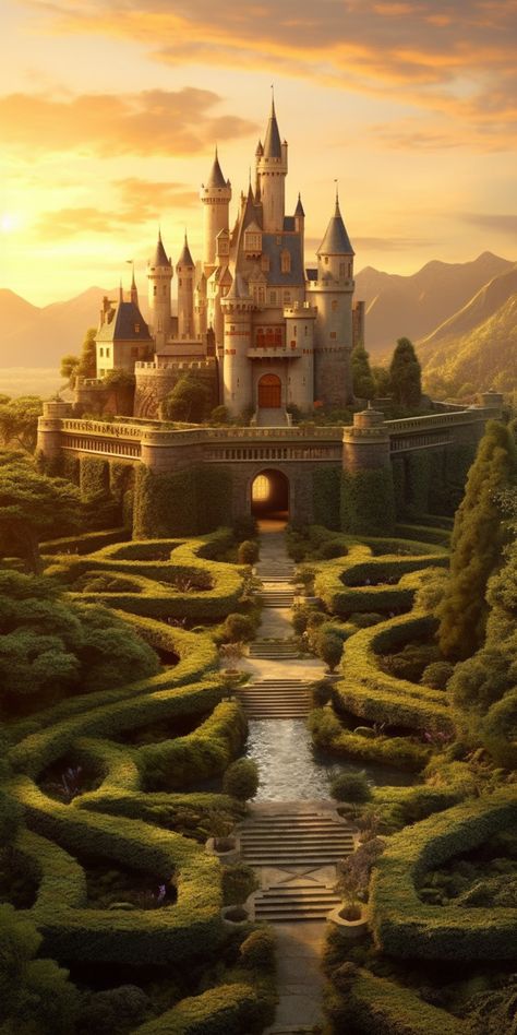 Fantasy Castle Aesthetic Exterior, Beautiful Castles Fairytale, Castle Front View, Fairytale Castle Aesthetic, Castle Rooftop, Luxurious Castle, Huge Castle, Big Castle, Decoration Ideas For Birthday