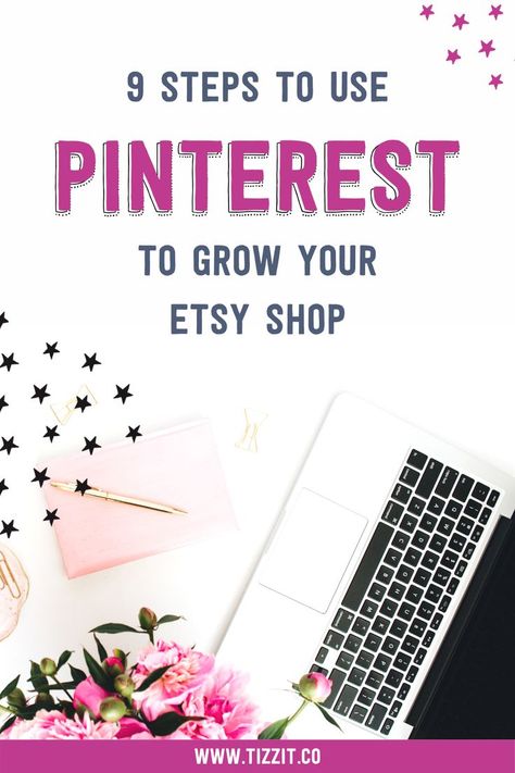 9 steps to use Pinterest to grow your Etsy shop | Etsy Pinterest marketing Promote Etsy Shop, Sell On Pinterest, Shop On Pinterest, Travel Beauty Essentials, Pinterest Marketing Business, Etsy Branding, Make Money From Pinterest, Using Pinterest, Etsy Marketing