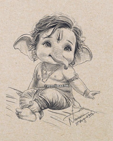 Bal Ganesha 🙏🌺 Ganapati Bappa Morya🌸 “🌟✨ Little Ganesha, the cutest blessing! 💖 Embracing the joy and innocence of new beginnings. Let’s celebrate the power of love, wisdom, and a sprinkle of mischief! 🌼🙏 #BabyGanesha #DivineCutie #BlessingsInDisguise” #balganesh #balganesha #ganesha Pencil Artwork of #lordganesha as kid 🥹 #ganpati #ganpatibappamorya 🙏🏻 #ganesh #gajanan Follow @pencilman786 👈🏻 if you like my #artwork [ Bal Ganesh, Cute Bal Ganesha , Beautiful eyes, Lord as Kid, Penc... Cute Bappa Drawing, Ganashpati Drawing, Ganpati Pencil Sketch, Bal Ganesh Cute, Ganpati Bappa Sketch Pencil, Cute Ganpati Drawing, Ganesh Sketch Pencil, Baby Ganesha Drawing, Cute Ganesha Painting