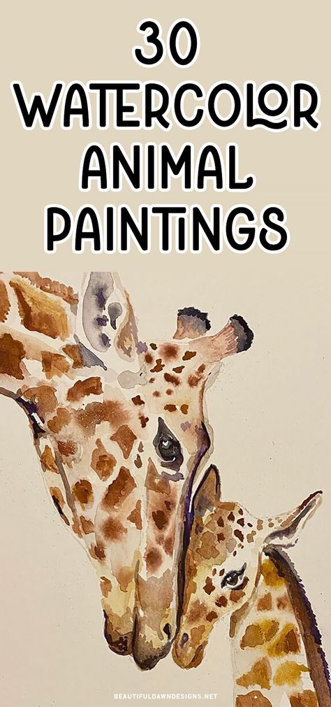 Create a beautiful giraffe painting with watercolors. This painting reference is perfect for any animal lover. Simple Animal Watercolor Paintings, Watercolor Art Of Animals, Watercolor And Pencil Art, Water Coloring Ideas Animals, Acrylic Animal Painting Ideas, Animals Watercolor Paintings, Watercolor Animals Easy Step By Step, Watercolor Painting Animals, Free Printable Animal Pictures