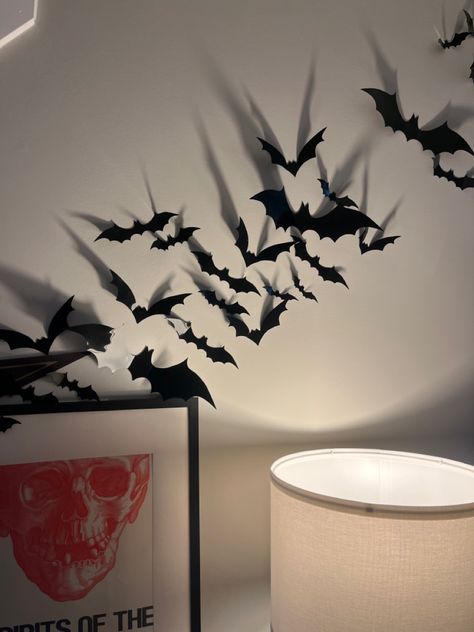 Bats on wall Bats On Wall Decor, Halloween Inspo, Bat, Wall Decor, Halloween, Wall, Wall Décor